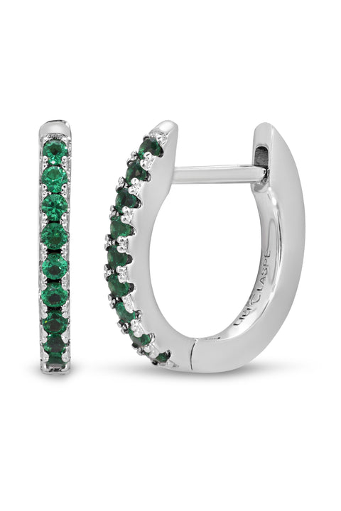 8mm Emerald Single Row Huggie