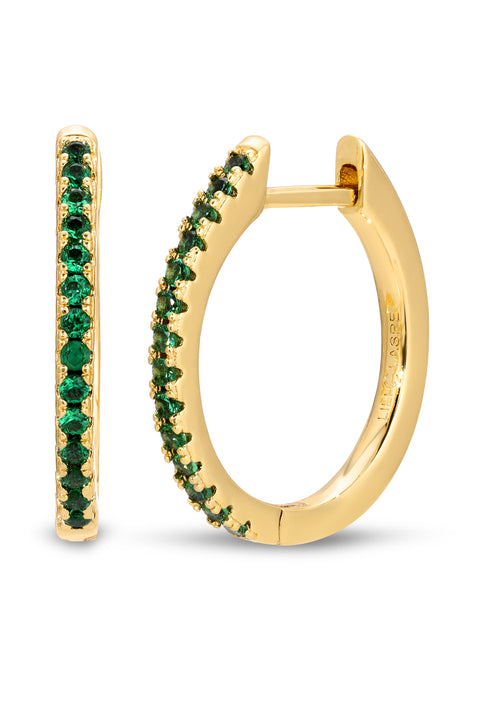 12.5mm Emerald Single Row Huggie