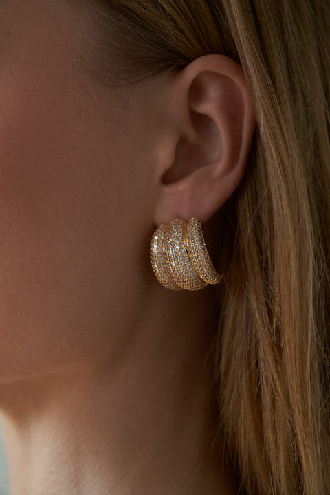 Pave Elsa Shield Earrings