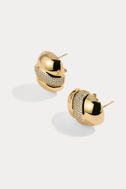 Pave Armadillo Shield Earrings