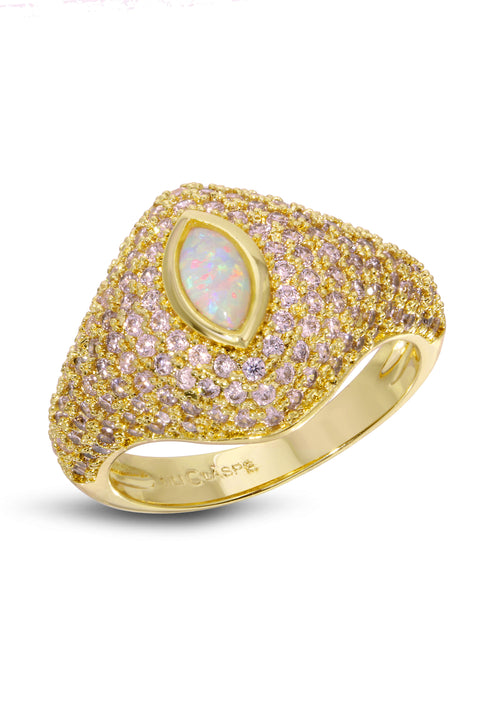 Pink Opal Birdie Pinky Ring