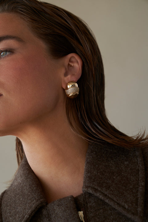 Pave Armadillo Shield Earrings