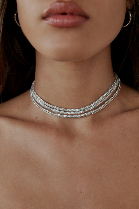 Silver Raya Triple Wrap Necklace