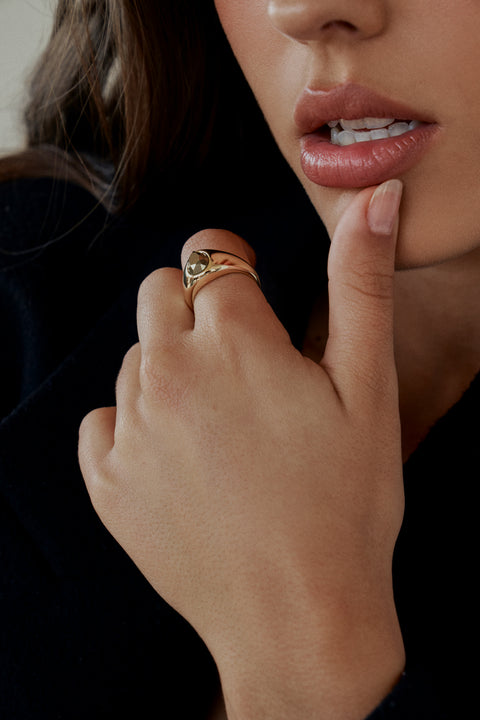 Pyrite Elene Pear Signet