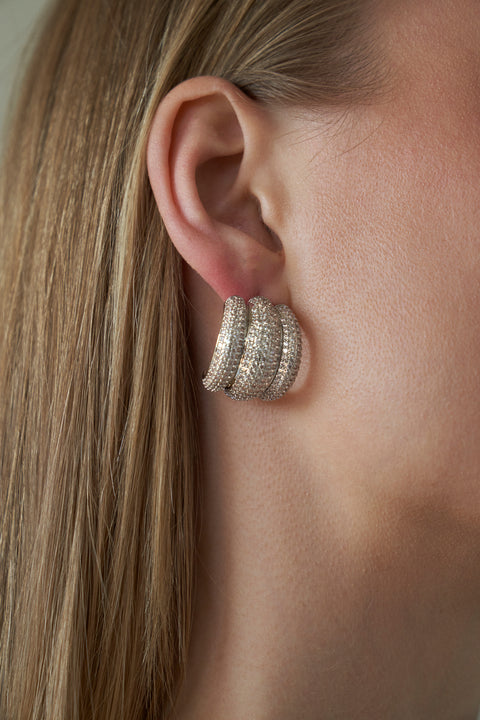 Pave Elsa Shield Earrings