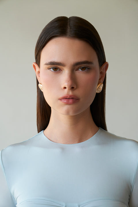 Small La Mer Pearl Bezel Earrings