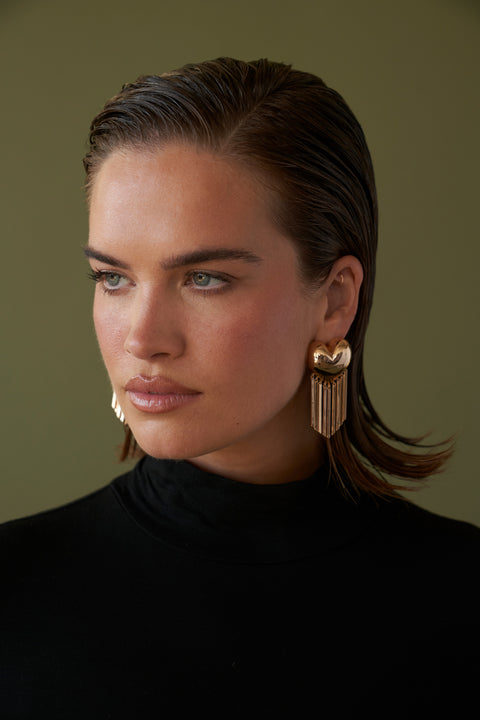 Bubble Heart Fringe Earrings