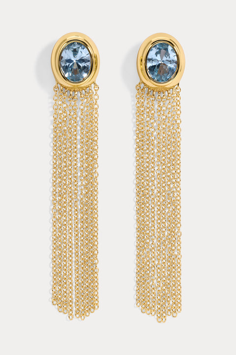 Aqua Paloma Fringe Earrings