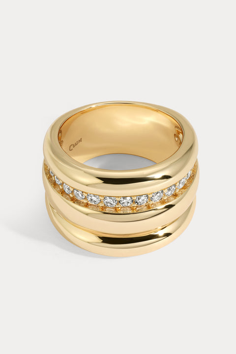 White Cz Triple Banded Dome Ring