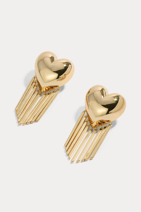 Bubble Heart Fringe Earrings