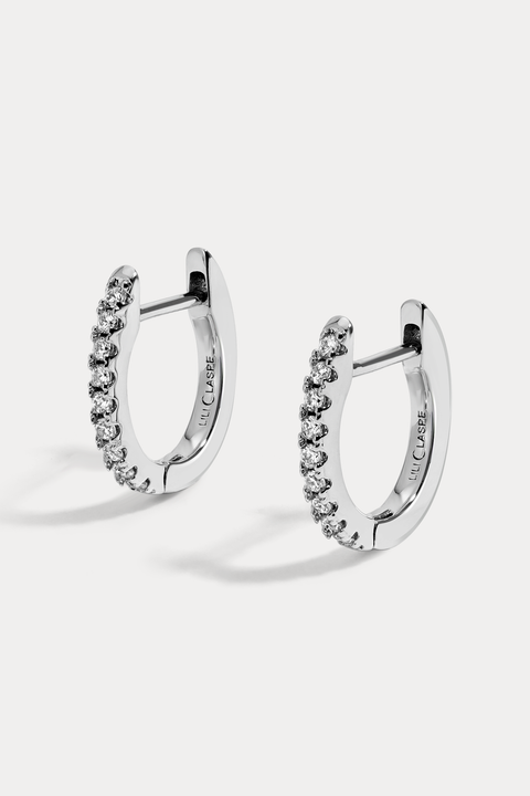 8mm White Cz Single Row Huggie