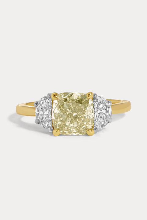 Fancy Yellow Diamond & Half Moon Diamond Ring