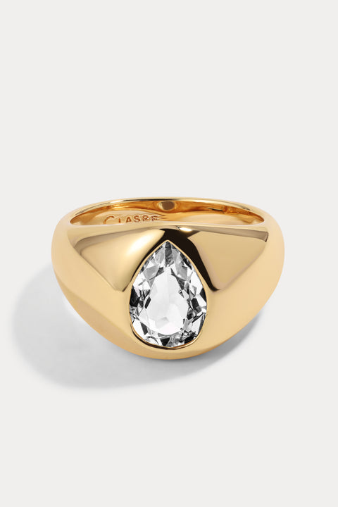 White Topaz Elene Pear Signet