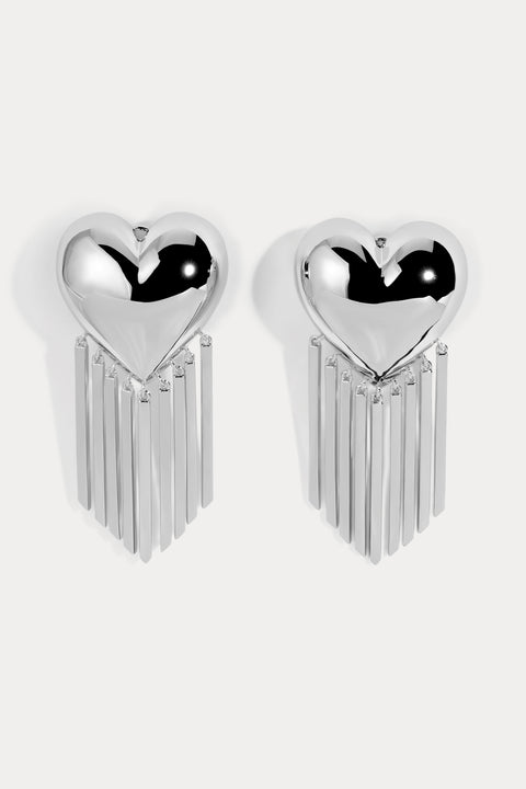 Bubble Heart Fringe Earrings