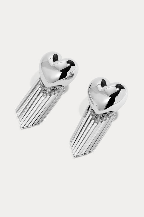 Bubble Heart Fringe Earrings