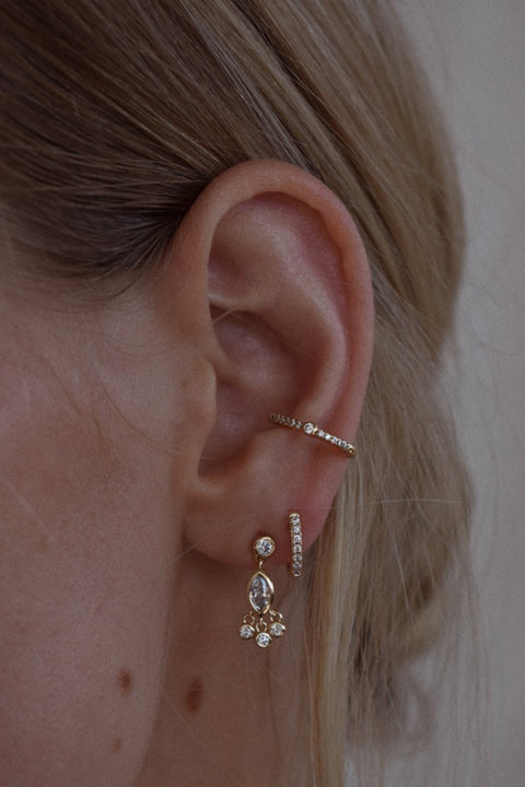 6.5mm White Cz Single Row Huggie