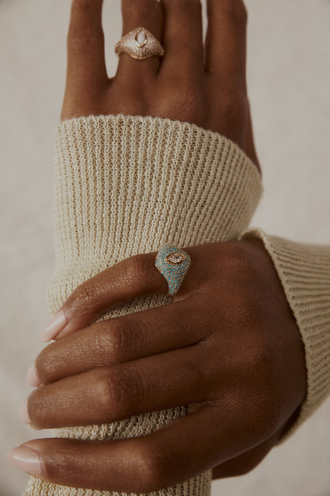 Turquoise Birdie Pinky Ring