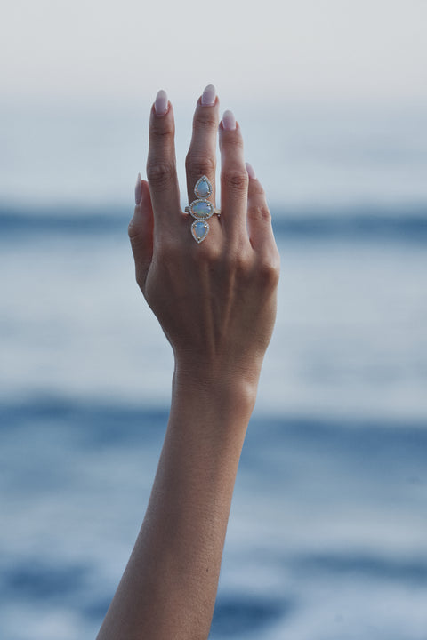 Triple Opal Diamond Ring