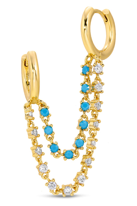 Turquoise Miska Chain Hoops