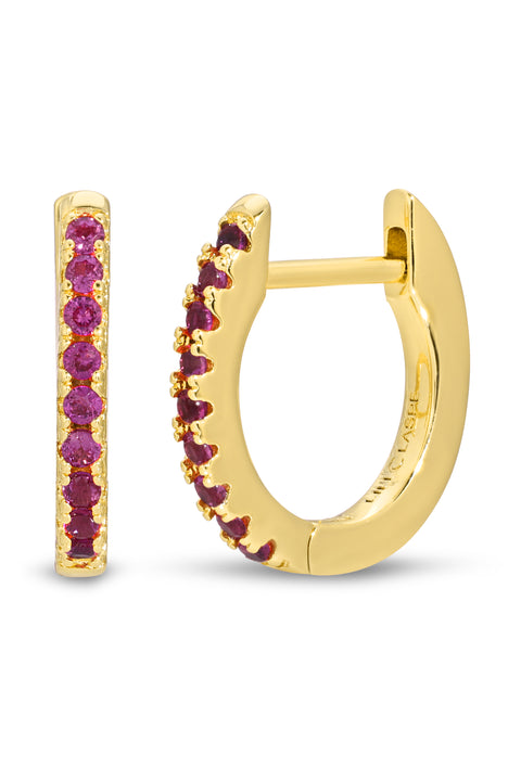 8mm Ruby Single Row Huggie