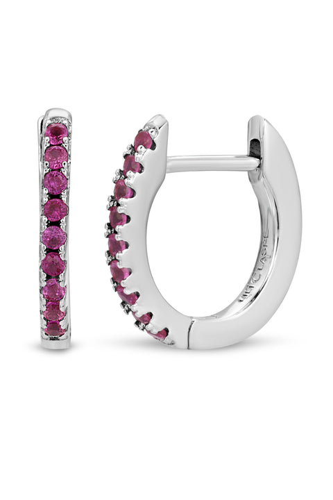 8mm Ruby Single Row Huggie