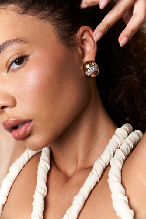Pave Armadillo Shield Earrings
