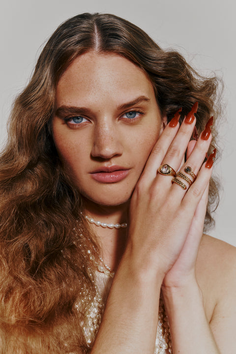 White Topaz Elene Pear Signet