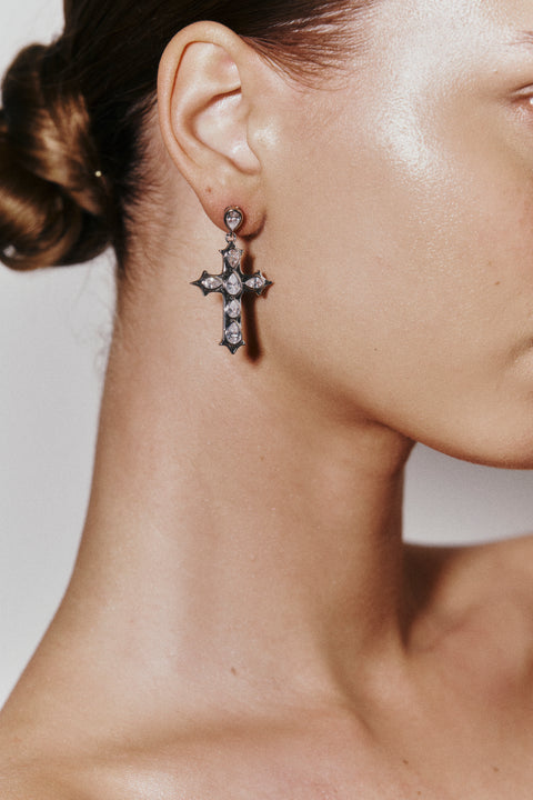 Gothic Cross Drop Earrings