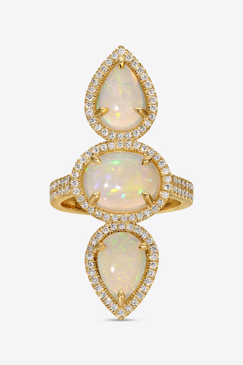 Triple Opal Diamond Ring