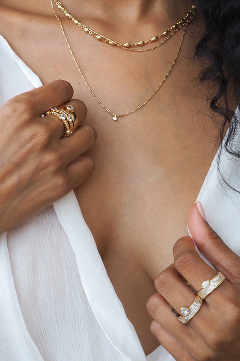 Pave White Cz Marquise Cigar Ring