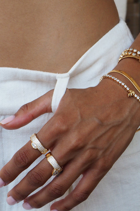Pave White Cz Marquise Cigar Ring
