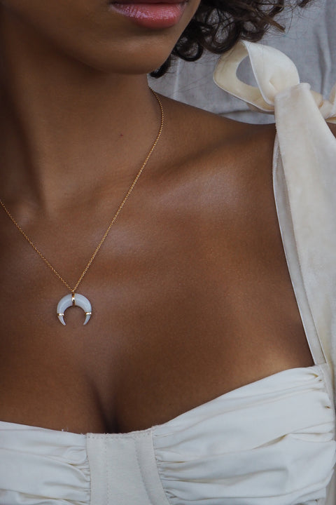 White Cats Eye Hendrix Necklace